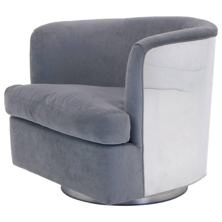 Milo Rocking Chair Milo Baughman Swivel Rocker Club Chair with Chrome Frame at 1stDibs