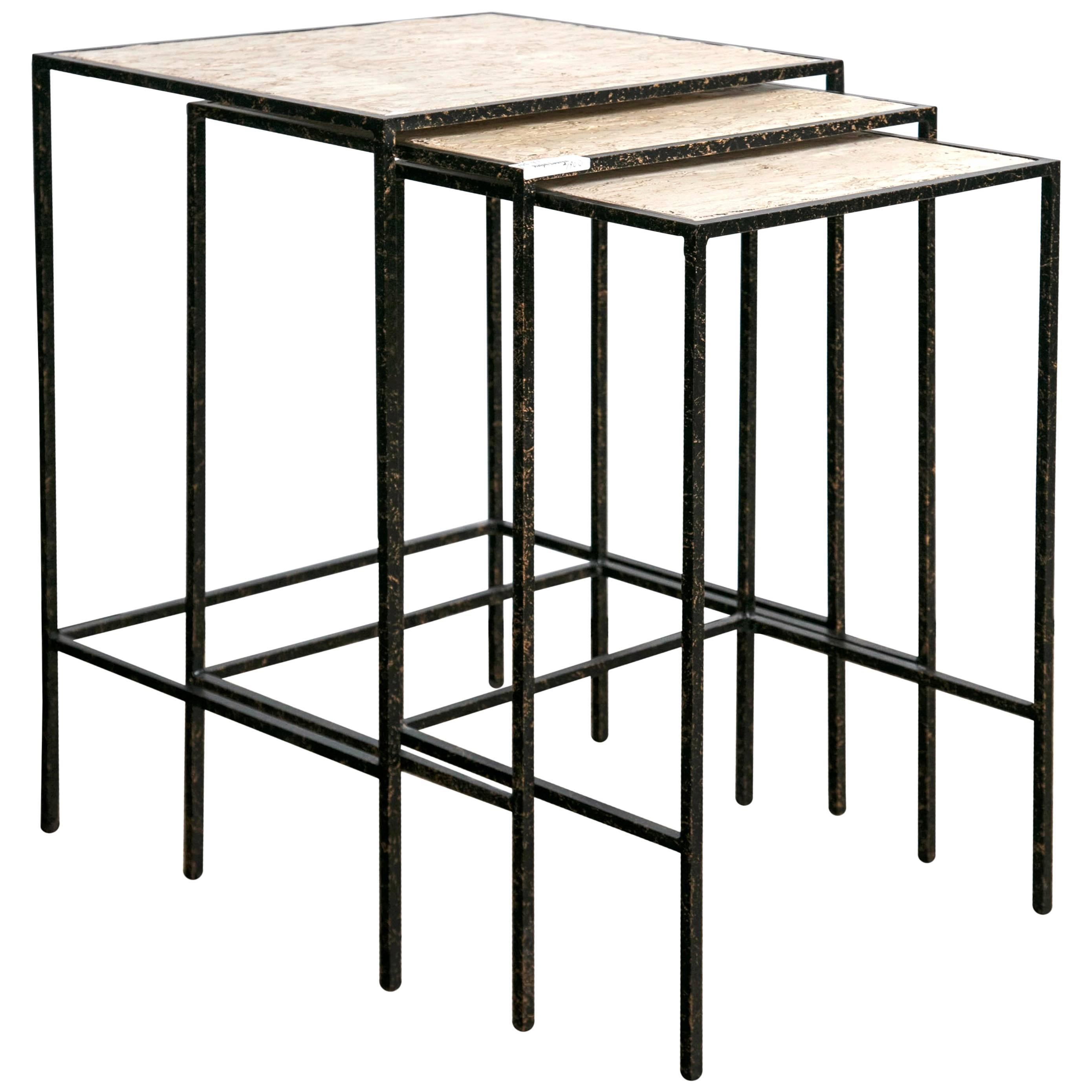 Set of Three Nesting Tables by E J Victor for Jack Fhillips Metal And Wood