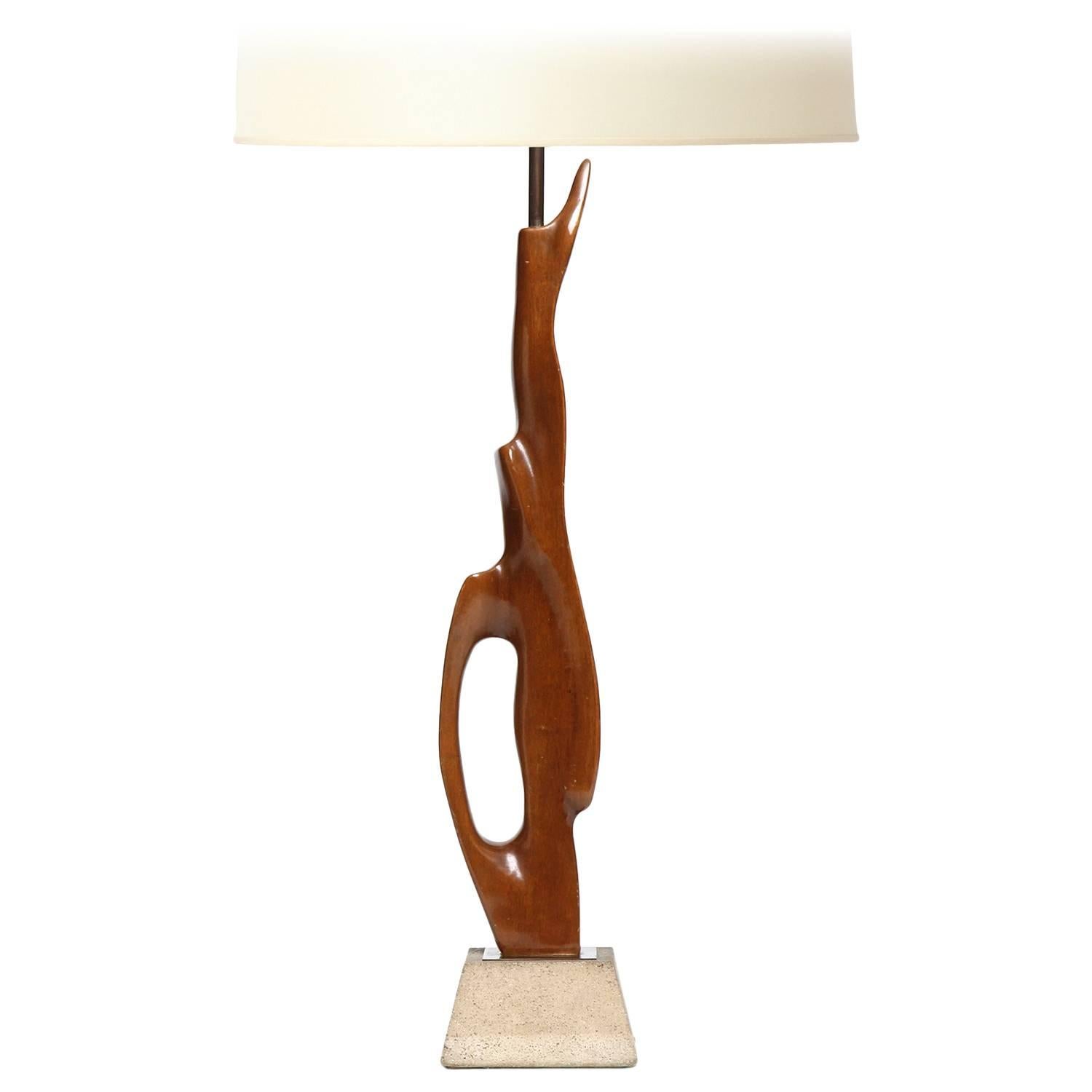 Biomorphic Wooden Table Lamp For Sale