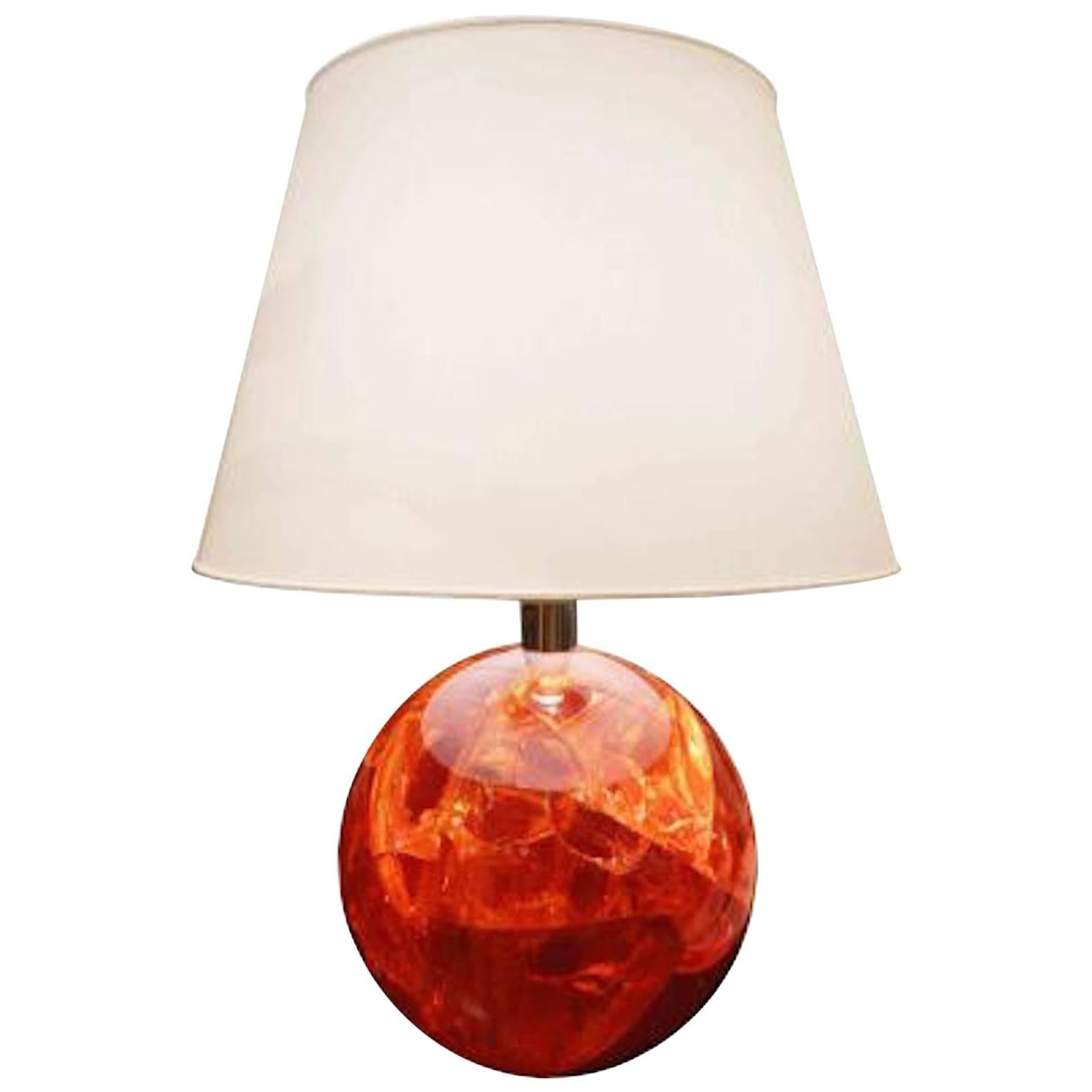 Large Rare Table Lamp in Crackled Resin by Pierre Giraudon