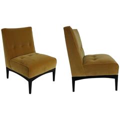 Luxurious Pair of Mahogany Slipper Chairs by Metropolitan