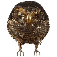 Hand-Sculpted Brutalist Owl after Sergio Bustamante