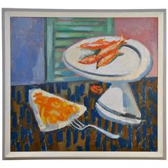 Oil Painting by Rene Pinchuk 1947 "still life with fish"