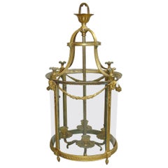 Antique 19th Century Gilt Brass Hall Lantern