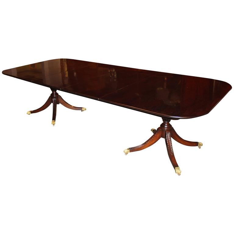 Mahogany Double Pedestal Dining Table by Beacon Hill at 1stDibs