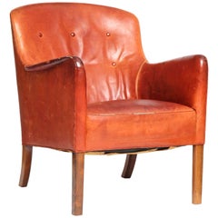 Leather Lounge Chair by Ole Wanscher