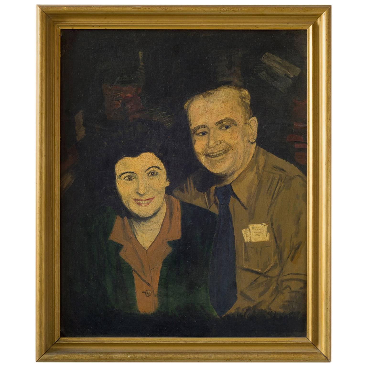 Portrait of an Early Midcentury Couple  For Sale