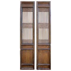 Antique Pair of 19th Century - 20th Century Chinese Hardwood Reticulated Doors