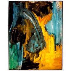 1960s Extra large Abstract Oil on Canvas Painting by Lorraine Lee