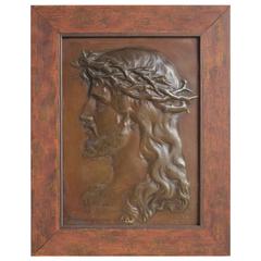 French Bronze Plaque Representing Christ 
