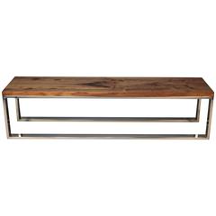 Chrome and Walnut Milo Baughman Bench 2