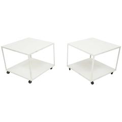 George Nelson White on White Rolling Cart Tables from 1953 