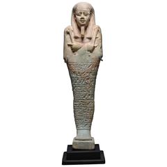 Antique Ancient Egyptian Late Period Faience Shabti for Horudja, 380 BC