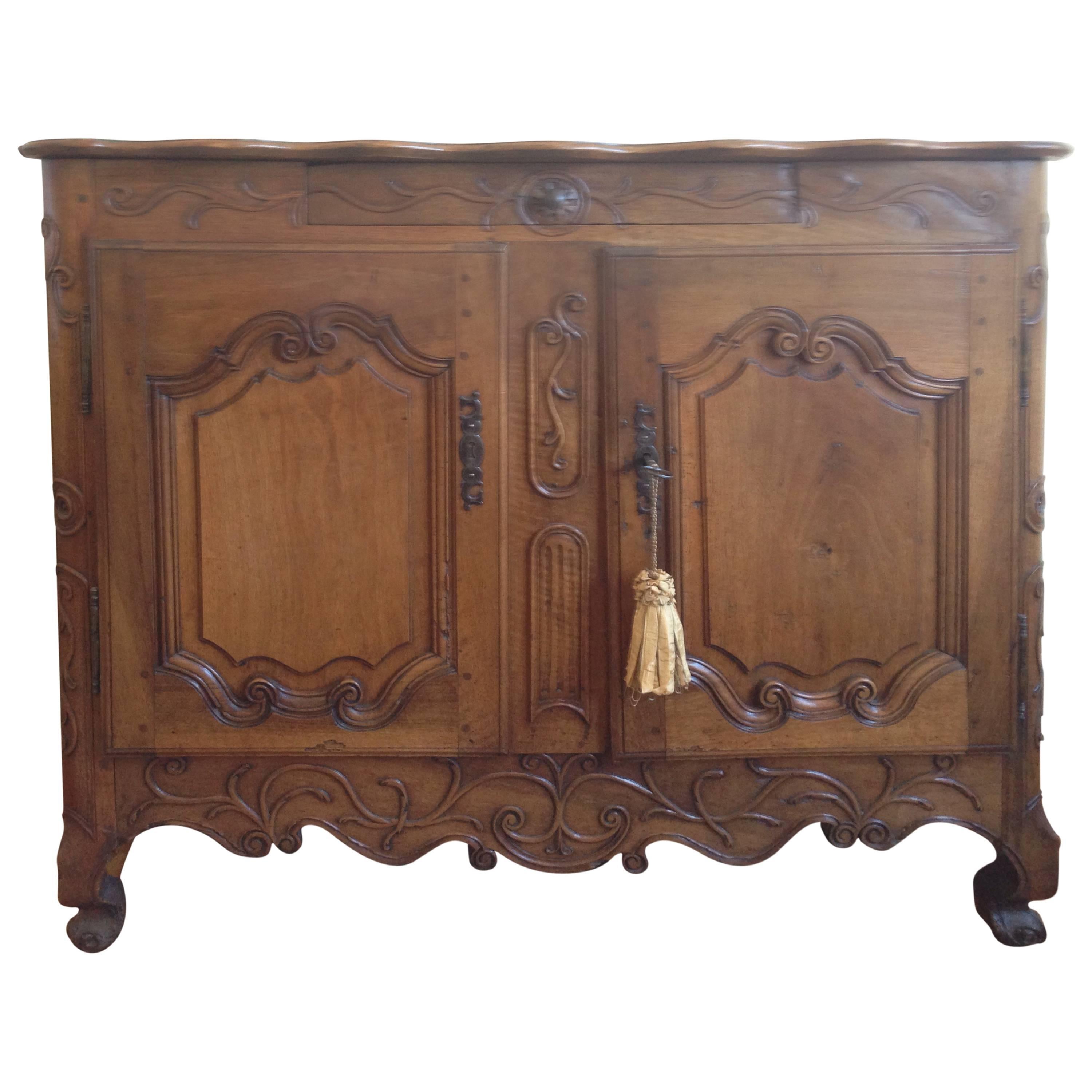 French Provencal Walnut Buffet For Sale