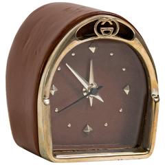 Vintage Gucci Leather Stirrup Desk Clock