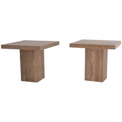 Pair of Italian Travertine Side Tables