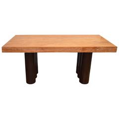 Cerused Teak Wood Table with Contrasting Coconut Wood Base 6