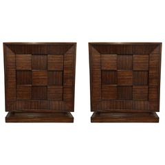Pair of Neo-Deco Zebrawood Bedside Tables