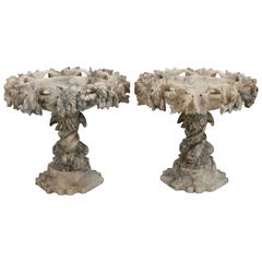 Pair 19th Century Carved Marble Tazzas
