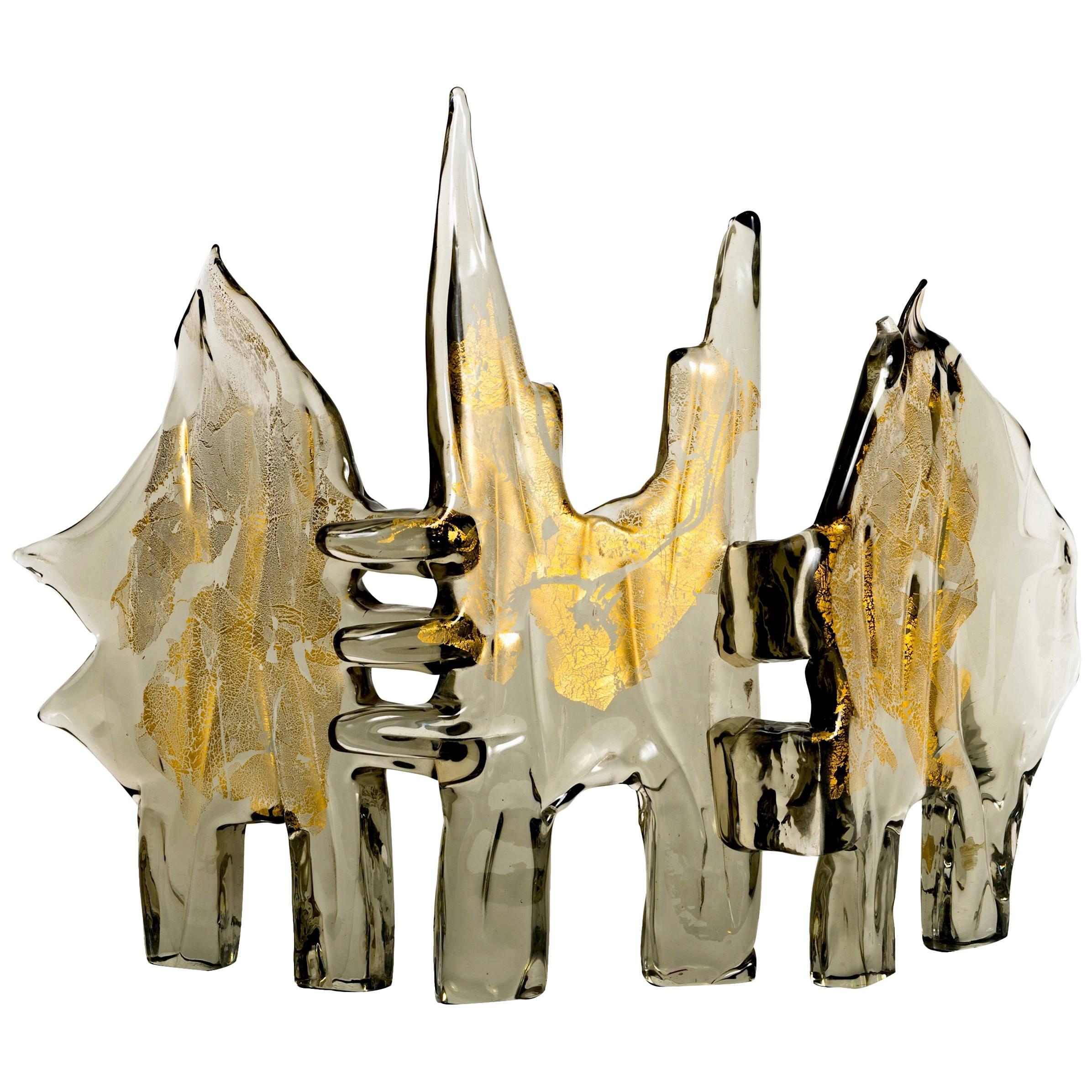 Luciano Gaspari Abstract Murano Glass Sculpture 