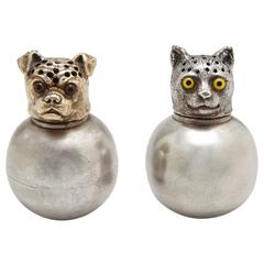 Antique Cat and Dog Salt and Pepper Shakers