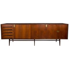 Vintage Teak Sideboard with Brass Details, Italy, 1950s