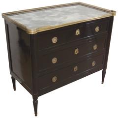 Louis XVI Style Ebonized Commode with Mirror Top
