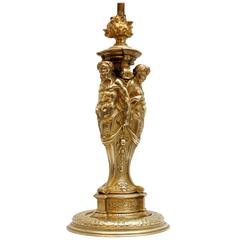E.F. Caldwell Classical Antique Gilt Bronze and Brass Table Lamp 