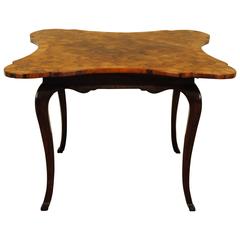 German Marquetry Veneered Louis XV Style Games Table, Rosewood Base