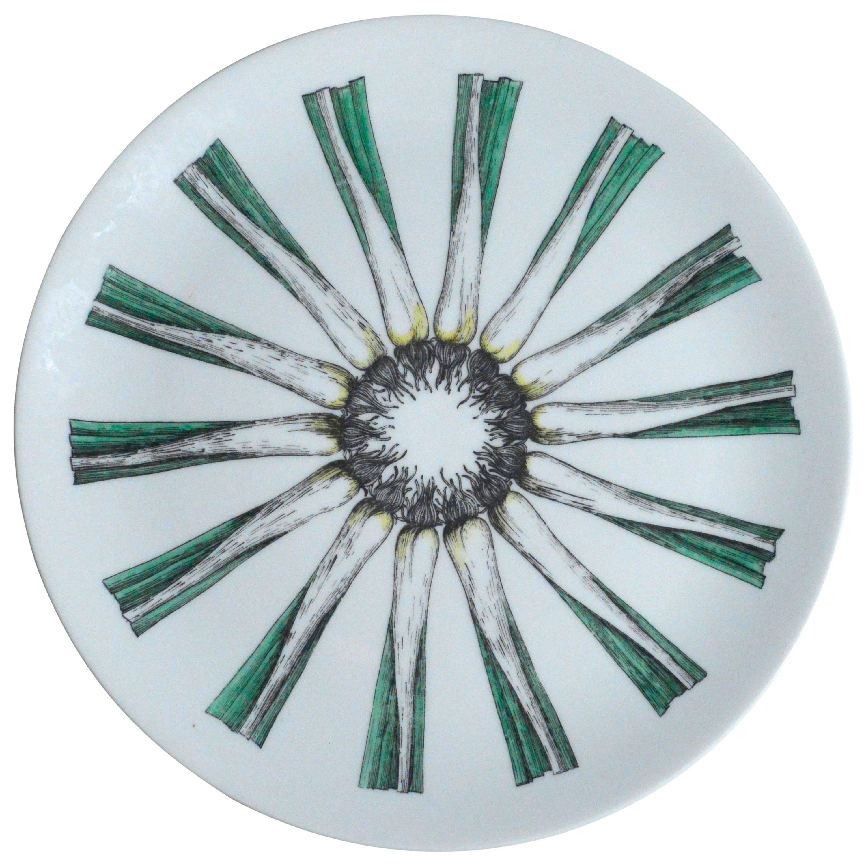 Piero Fornasetti Giri Di Verdure Plate with Leeks.