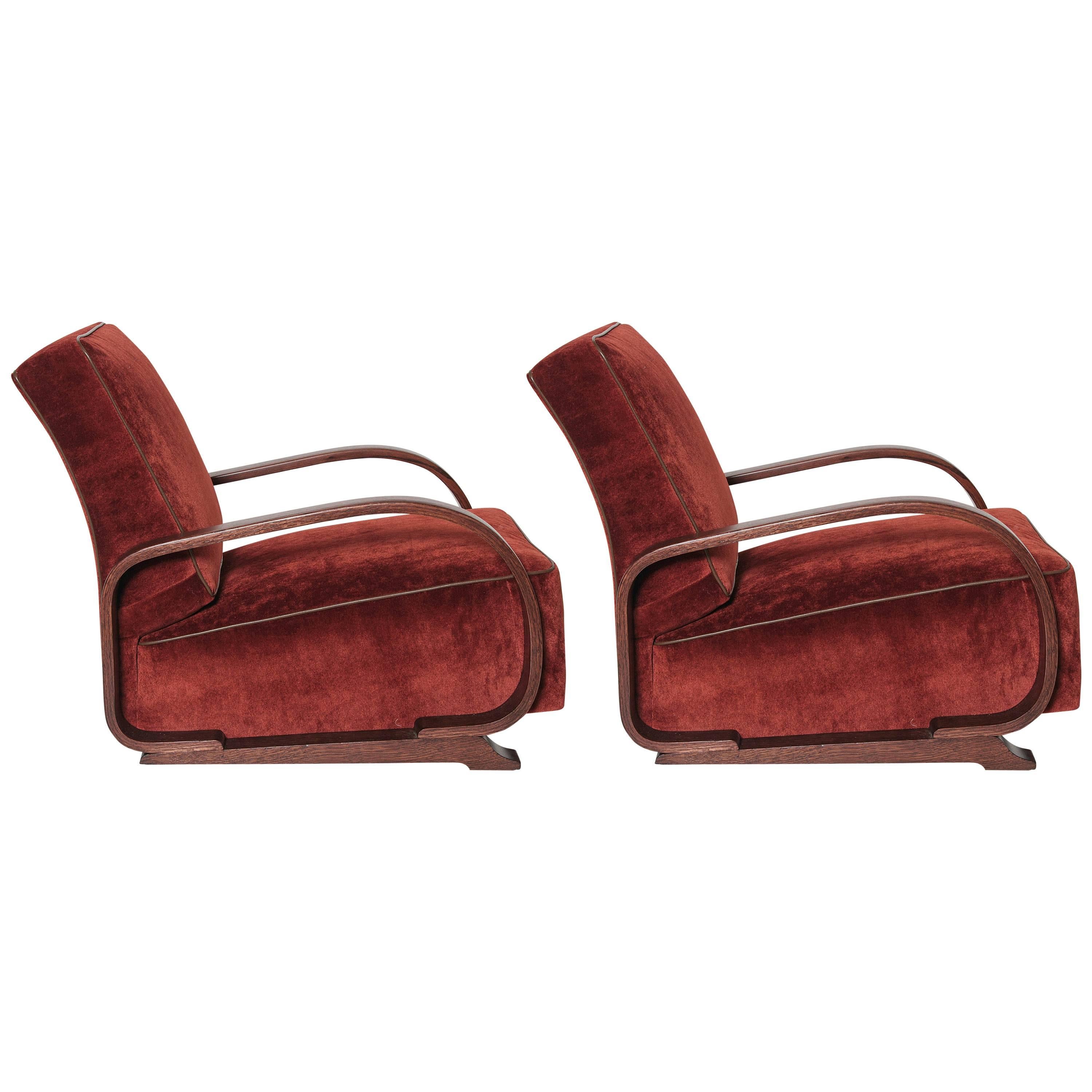 Pair of Gilbert Rohde for Heywood Wakefield Art Deco Streamline Lounge Chairs