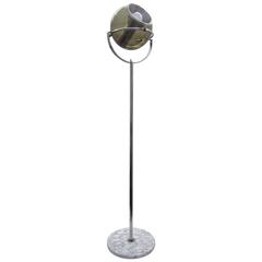 Italian Chrome, Marble and Amber Glass Floor Lamp