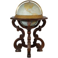 Vintage Rand McNally Terresstrial Globe on Jacobean Stand