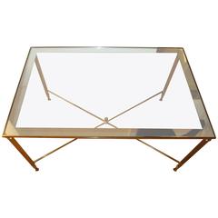 Beautiful Vintage Brass and Glass Coffee or Cocktail Table after Maison Jansen 5