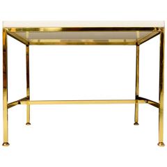 Brass Side Table with Milk Glass Top