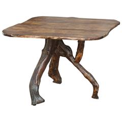 Vintage Walnut Top Belgian Root Table