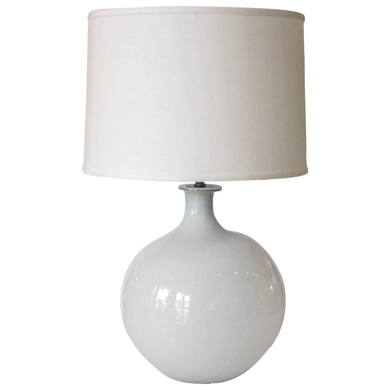 Vintage White Glass Vase as Custom Table Lamp For Sale at 1stdibs