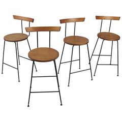 Set of Four Vintage Walnut Barstools by Clifford Pascoe