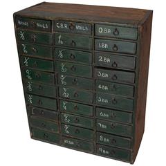 Early 20th Century Storage Cabinet of Pine with Thirty Wooden Drawers