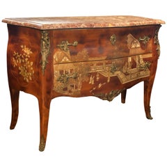 19th Century Louis XV Style Brown Lacquer Chinoiserie Bronze-Mounted Commode