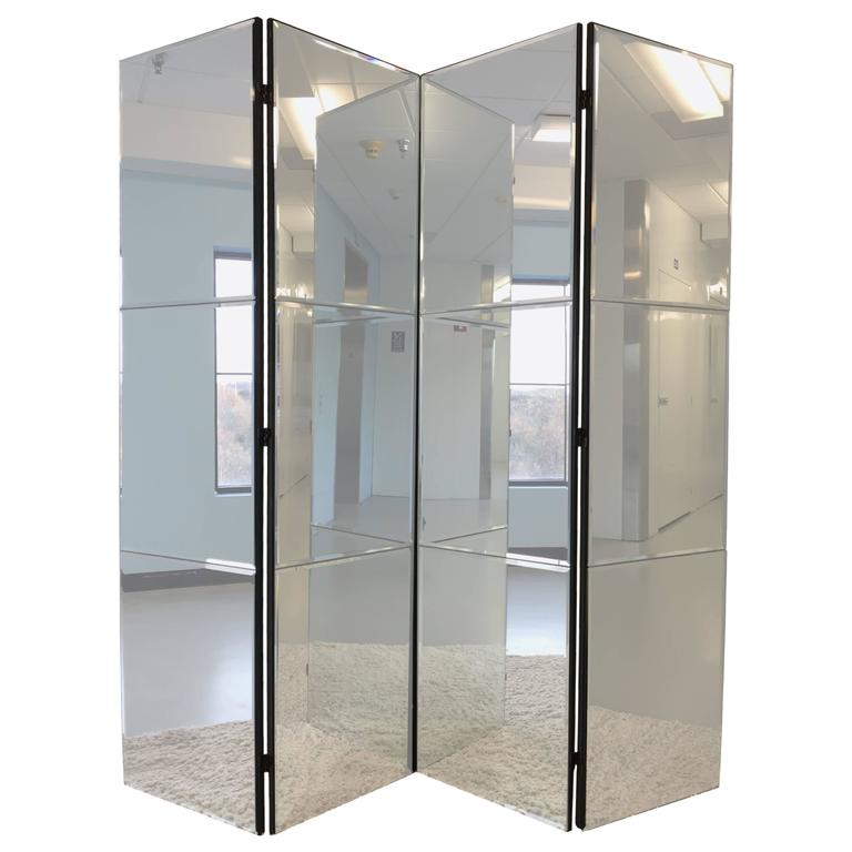 Beveled Mirrored Screen Room Divider At 1stdibs Beveled Mirrored Screen Room Divider For