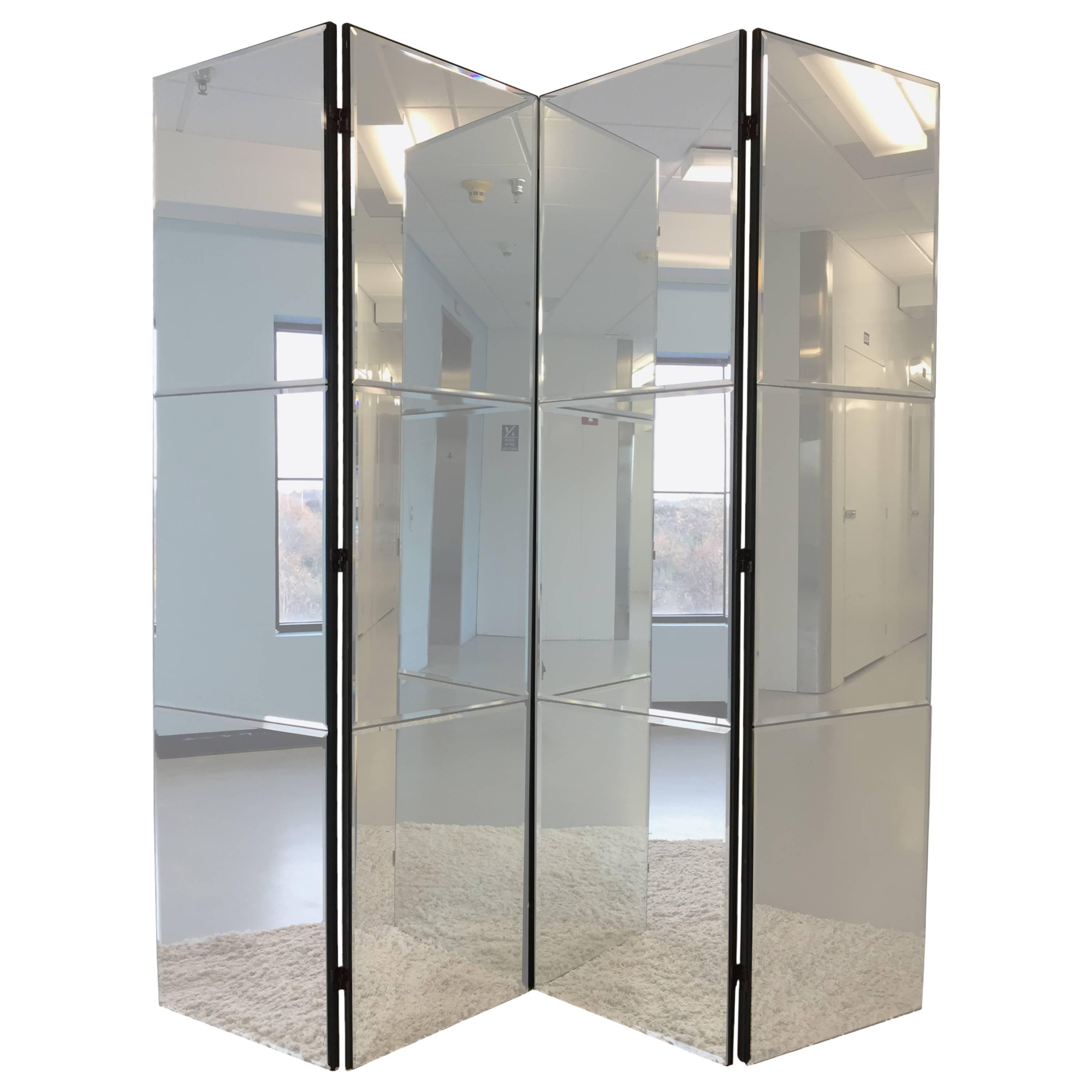 Beveled Mirrored Screen Room Divider