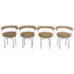 Stylish LC7 Chairs by Pierre Jeanneret, Perriand and Le Corbusier for Cassina