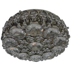 Hand Carved Crystal and Nickel Flush Mount Fixture 8