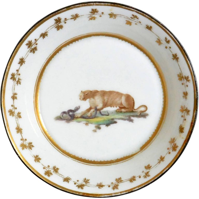 Neoclassical Gilt Decorated Plate With Puma For Sale