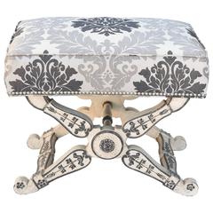 Empire Form Stool, Painted, with Damask Box Seat 11