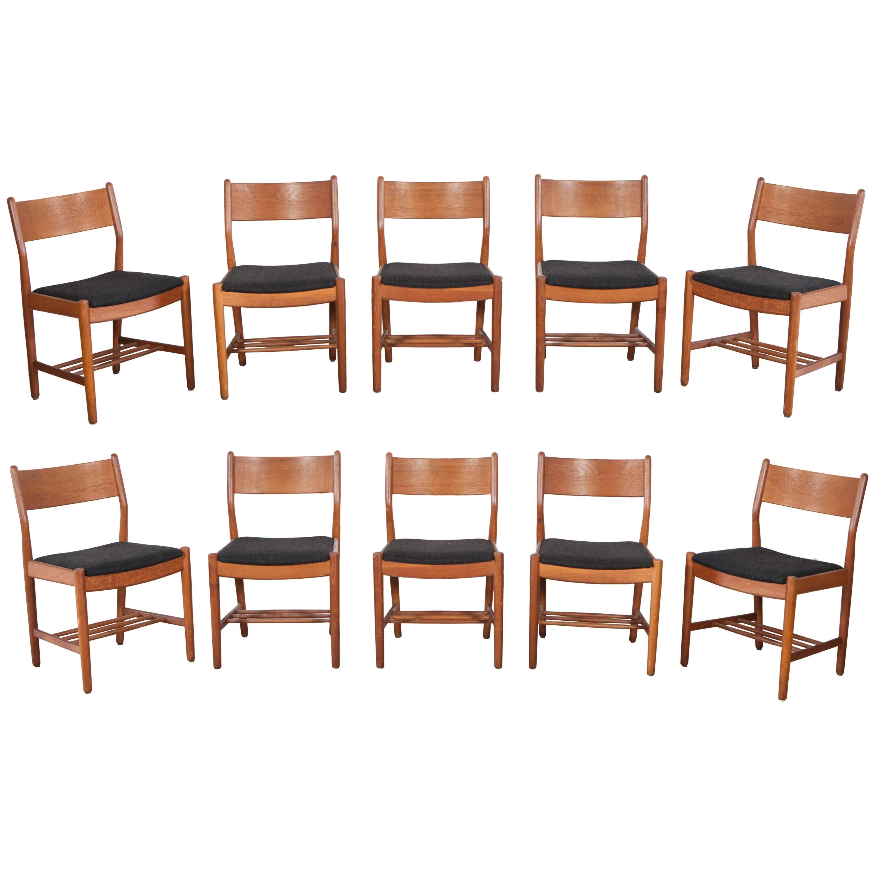 Set of Ten Teak Danish Dining Chairs by Borge Mogensen