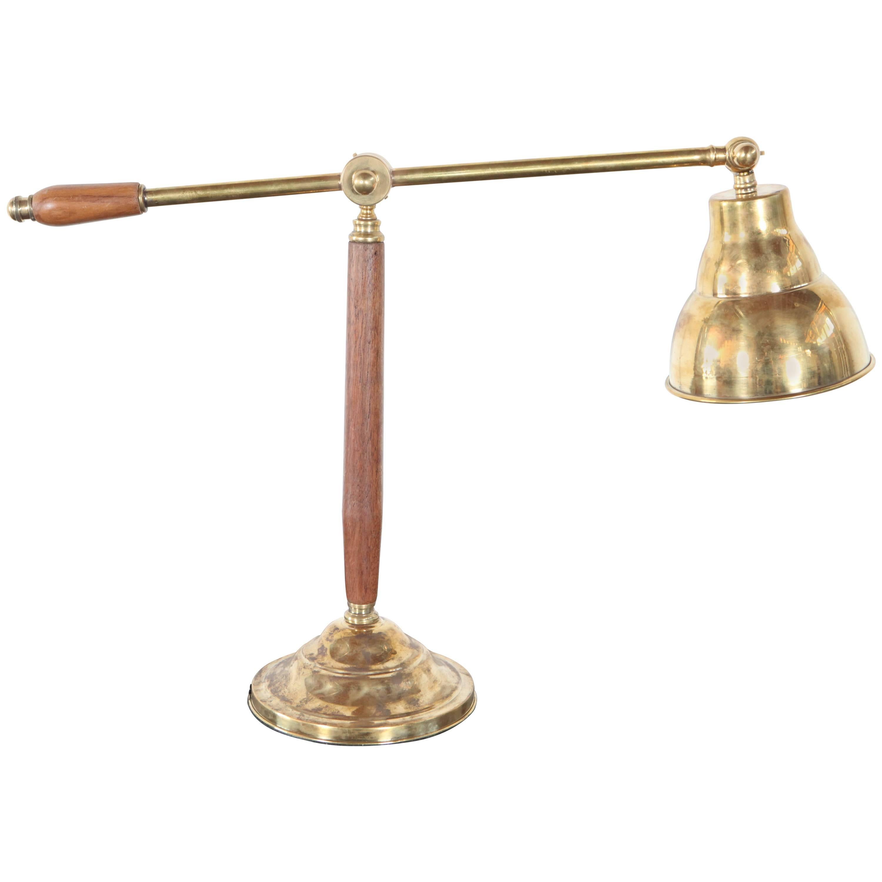 Teak and Brass Task Lamp