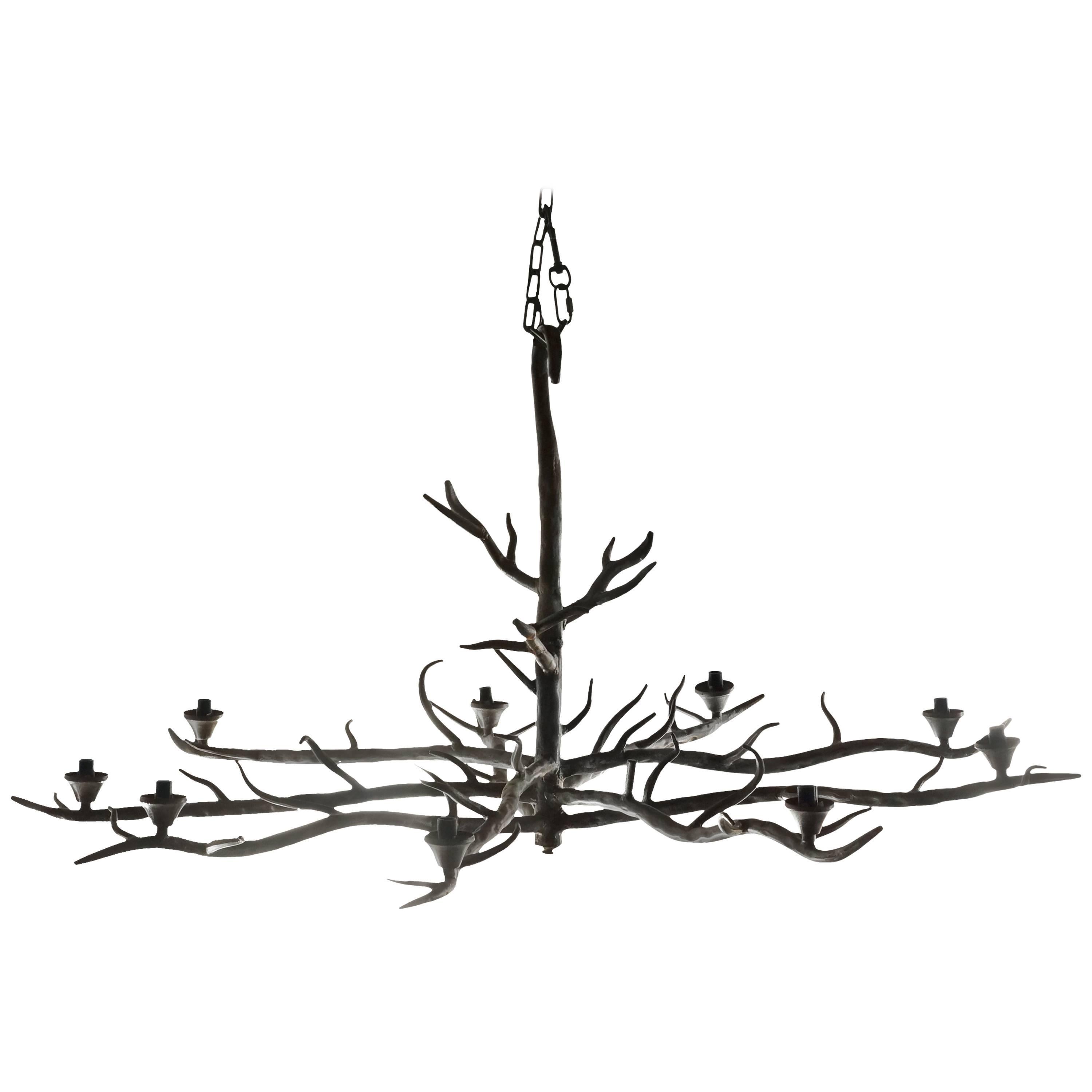 Handmade Tree Branch Chandelier, Steel