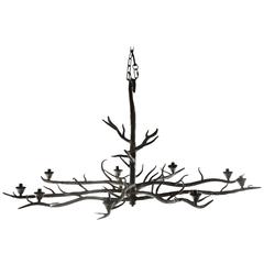 Handmade Tree Branch Chandelier, Steel